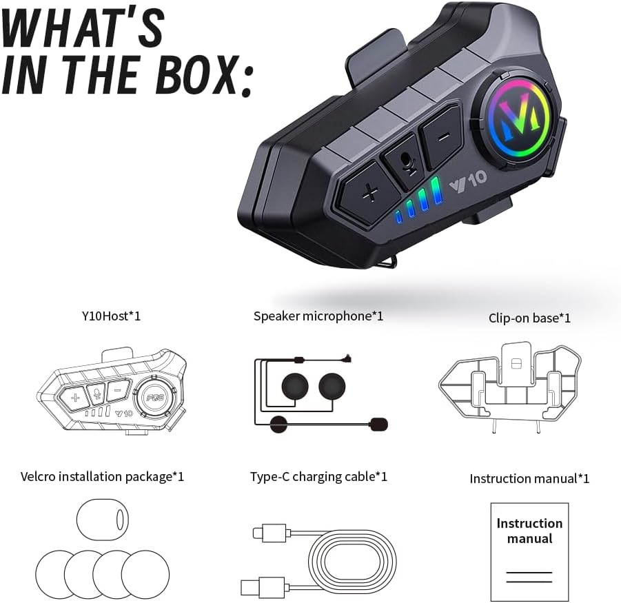 Miniatura 4 de Auricular para casco Bluetooth IPX6 V10